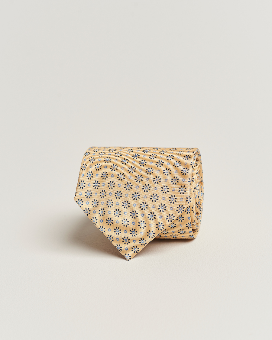 Herre | E. Marinella 3-Fold Printed Silk Tie Pale Yellow | E. Marinella | 3-Fold Printed Silk Tie Pale Yellow