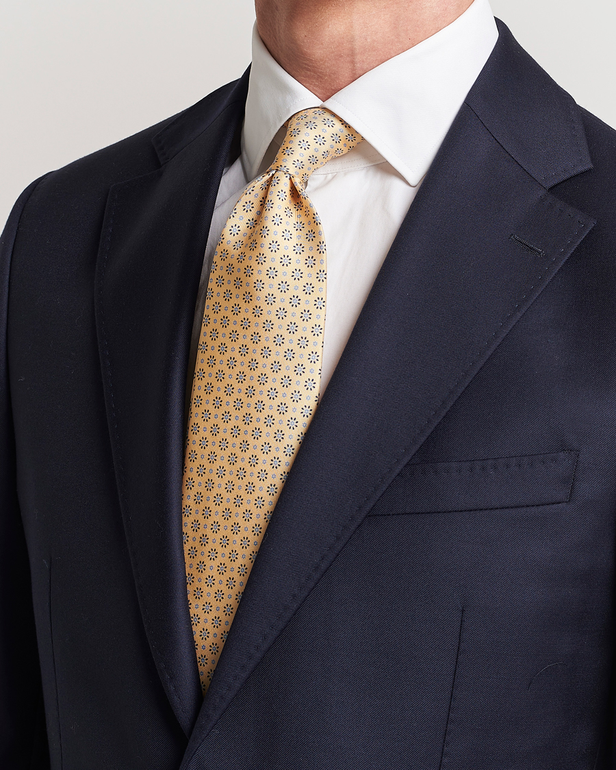 Herre | E. Marinella | E. Marinella | 3-Fold Printed Silk Tie Pale Yellow