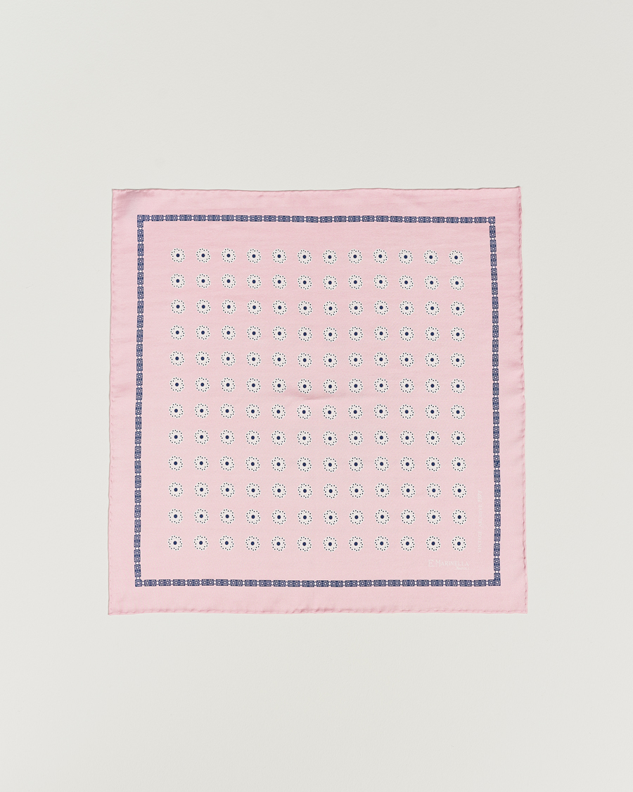Herre | Lommeklude | E. Marinella | Printed Silk Pocket Square Pink