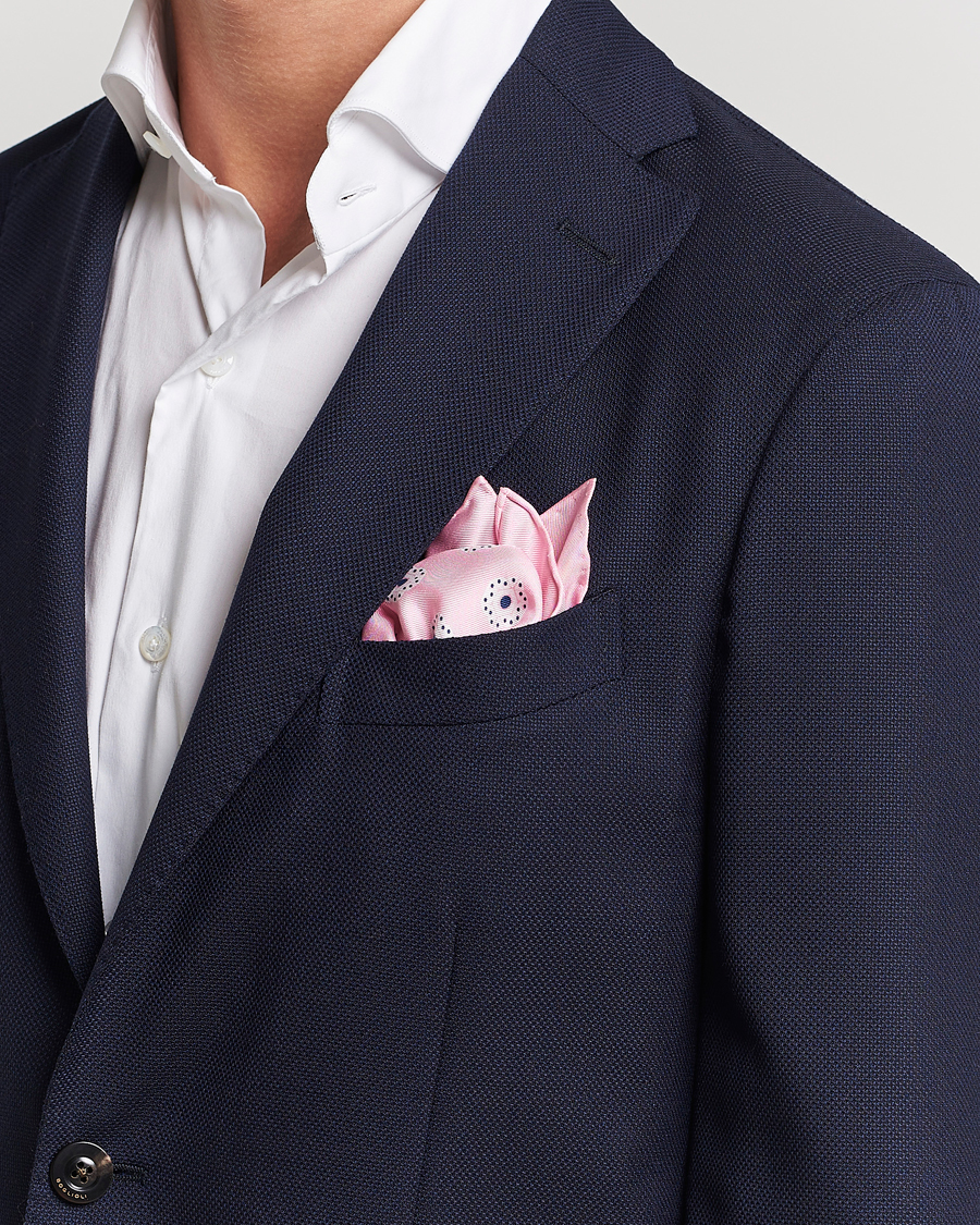 Herre | Lommeklude | E. Marinella | Printed Silk Pocket Square Pink