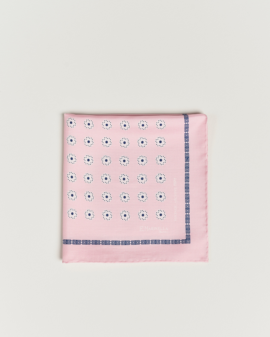 Herre | Lommeklude | E. Marinella | Printed Silk Pocket Square Pink