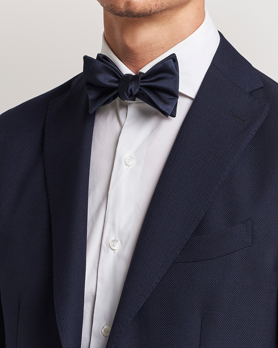 Herre | Afdelinger | E. Marinella | Silk Bow Tie Navy Satin