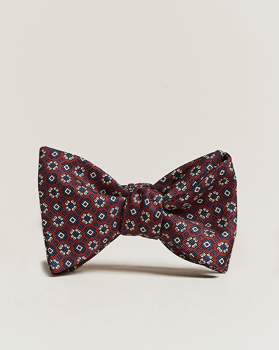Herre | E. Marinella Printed Silk Bow Tie Burgundy | E. Marinella | Printed Silk Bow Tie Burgundy