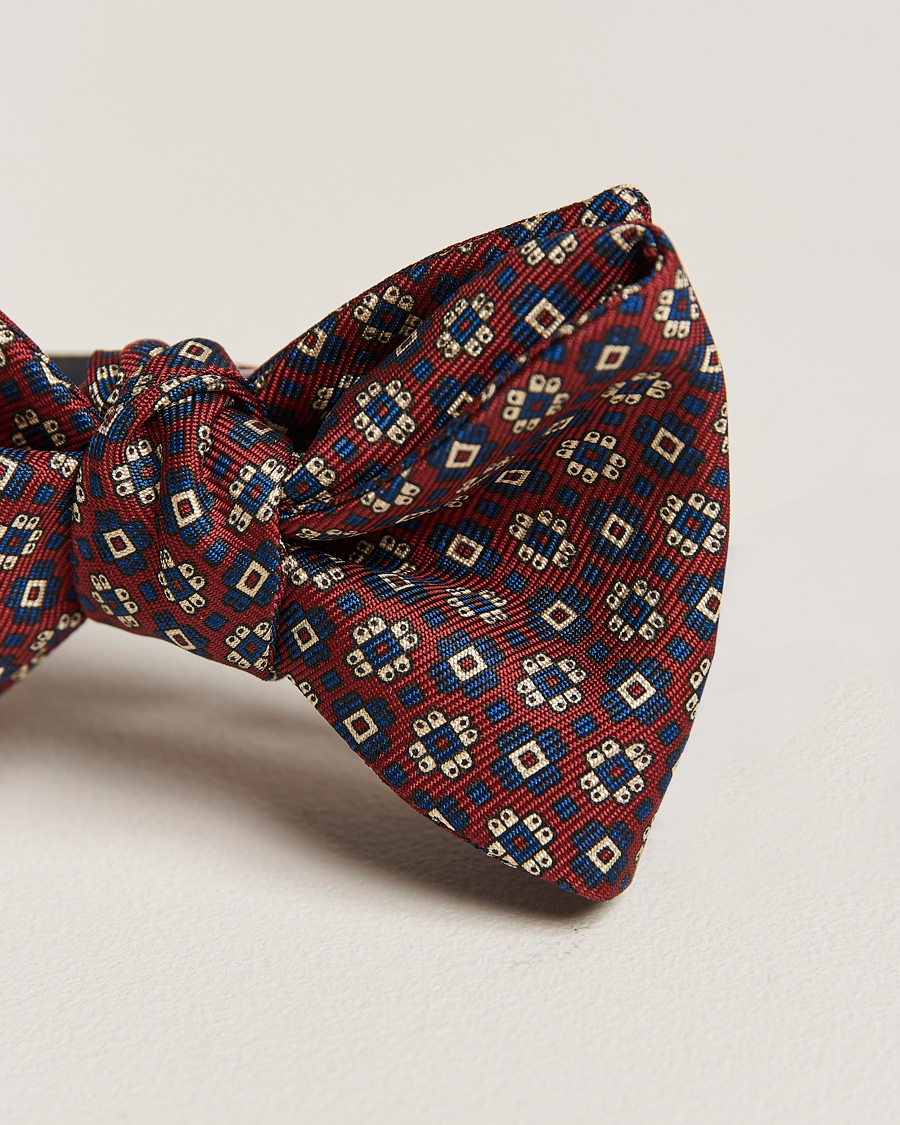 Herre | E. Marinella Printed Silk Bow Tie Burgundy | E. Marinella | Printed Silk Bow Tie Burgundy