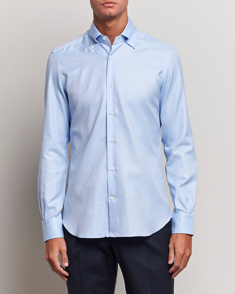 Herre | Casualskjorter | Mazzarelli | Soft Button Down Twill Shirt Light Blue