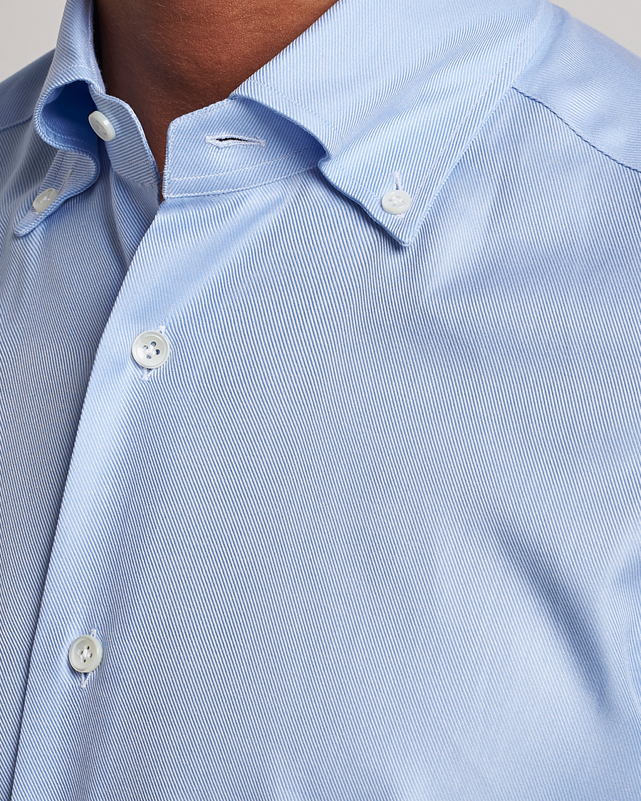 Herre | Skjorter | Mazzarelli | Soft Button Down Twill Shirt Light Blue