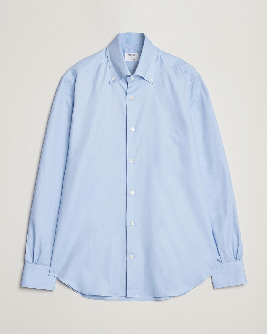 Herre | Skjorter | Mazzarelli | Soft Washed Button Down Oxford Shirt Light Blue