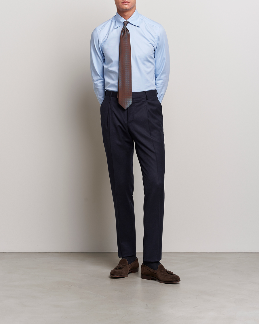 Herre | Skjorter | Mazzarelli | Soft Washed Button Down Oxford Shirt Light Blue