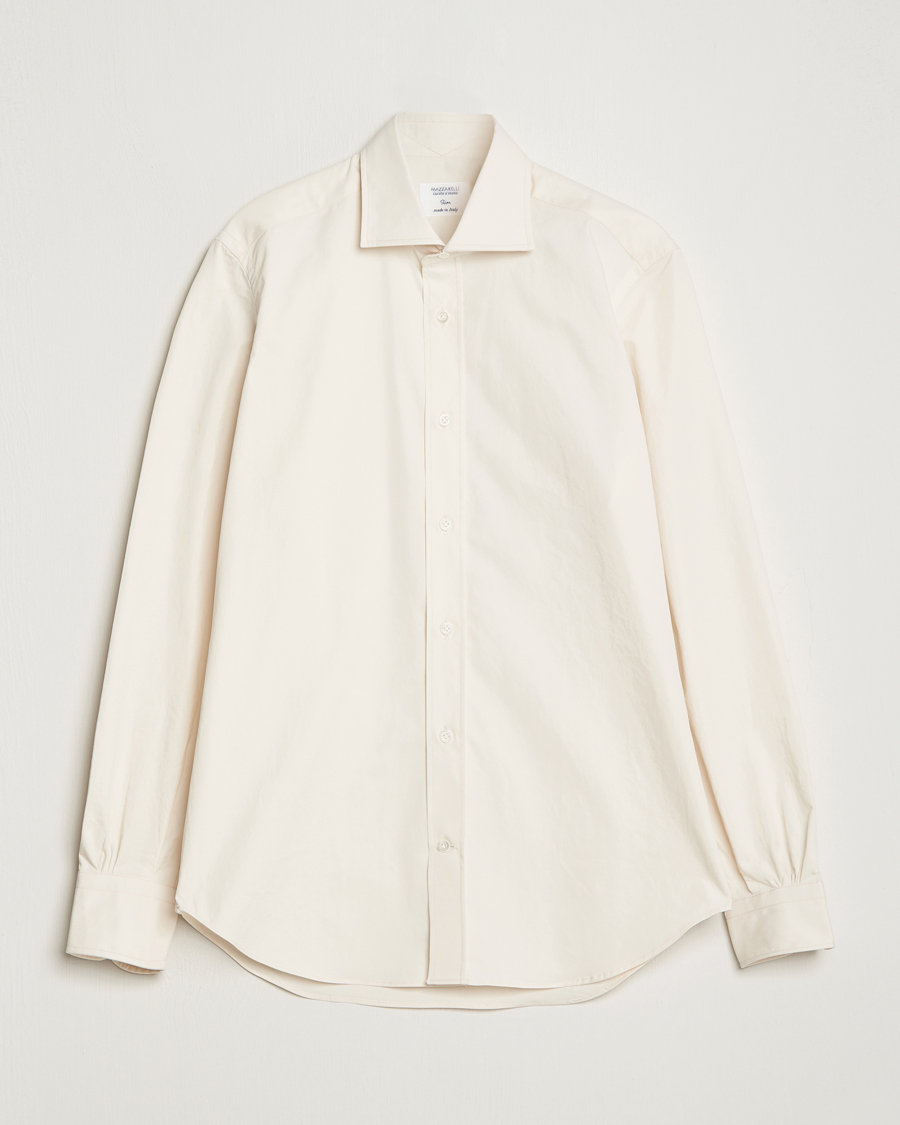 Herre | Skjorter | Mazzarelli | Soft Twill Cotton Shirt White
