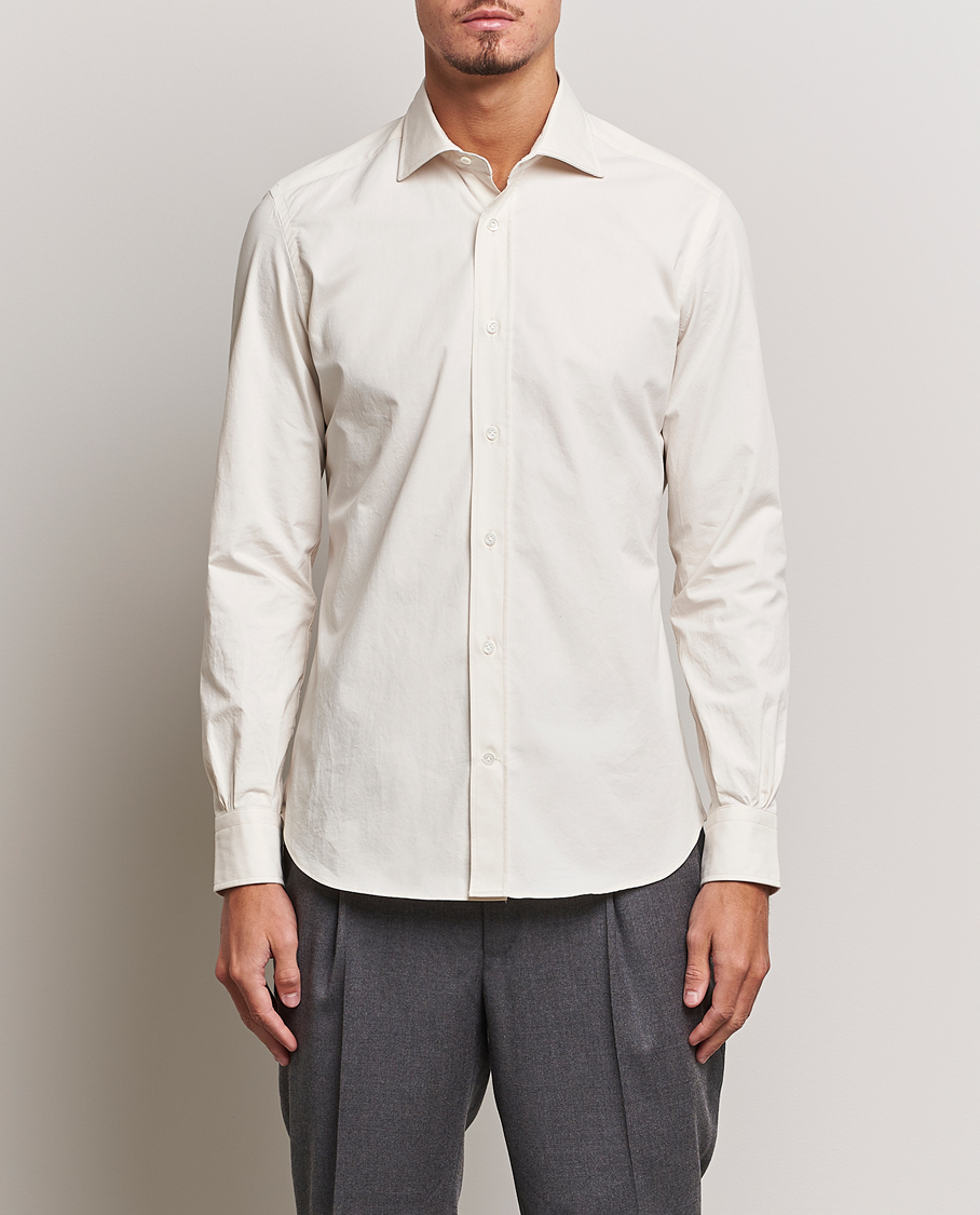 Herre | Skjorter | Mazzarelli | Soft Twill Cotton Shirt White