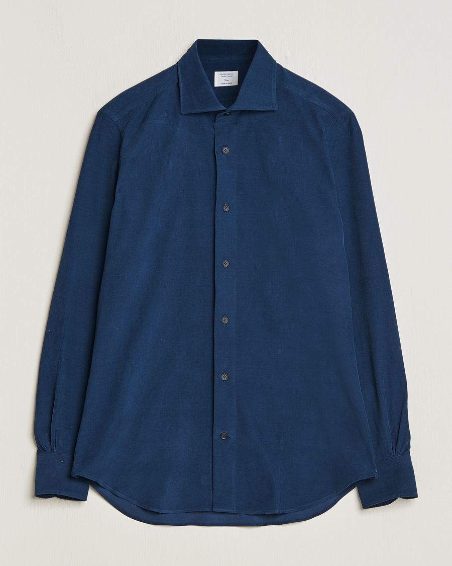 Herre | Skjorter | Mazzarelli | Soft Button Down Corduroy Shirt Navy