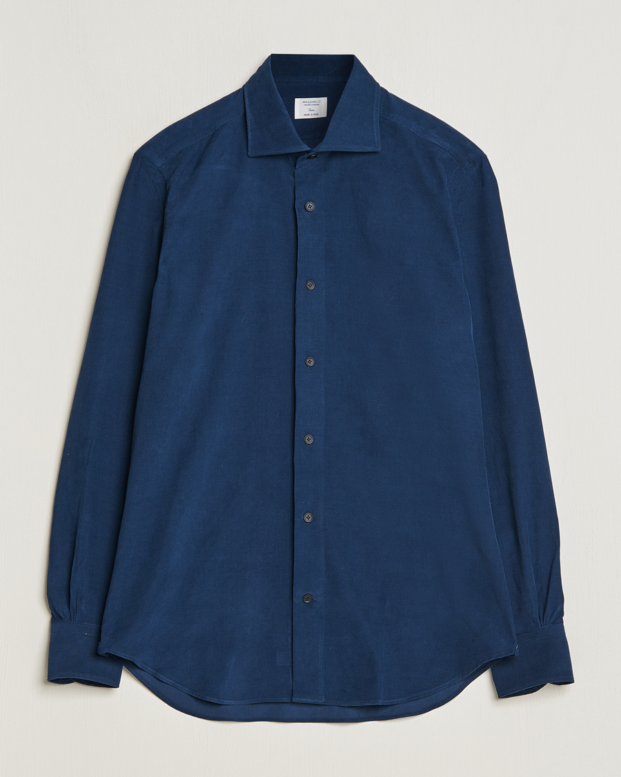 Herre | Skjorter | Mazzarelli | Soft Corduroy Shirt Navy