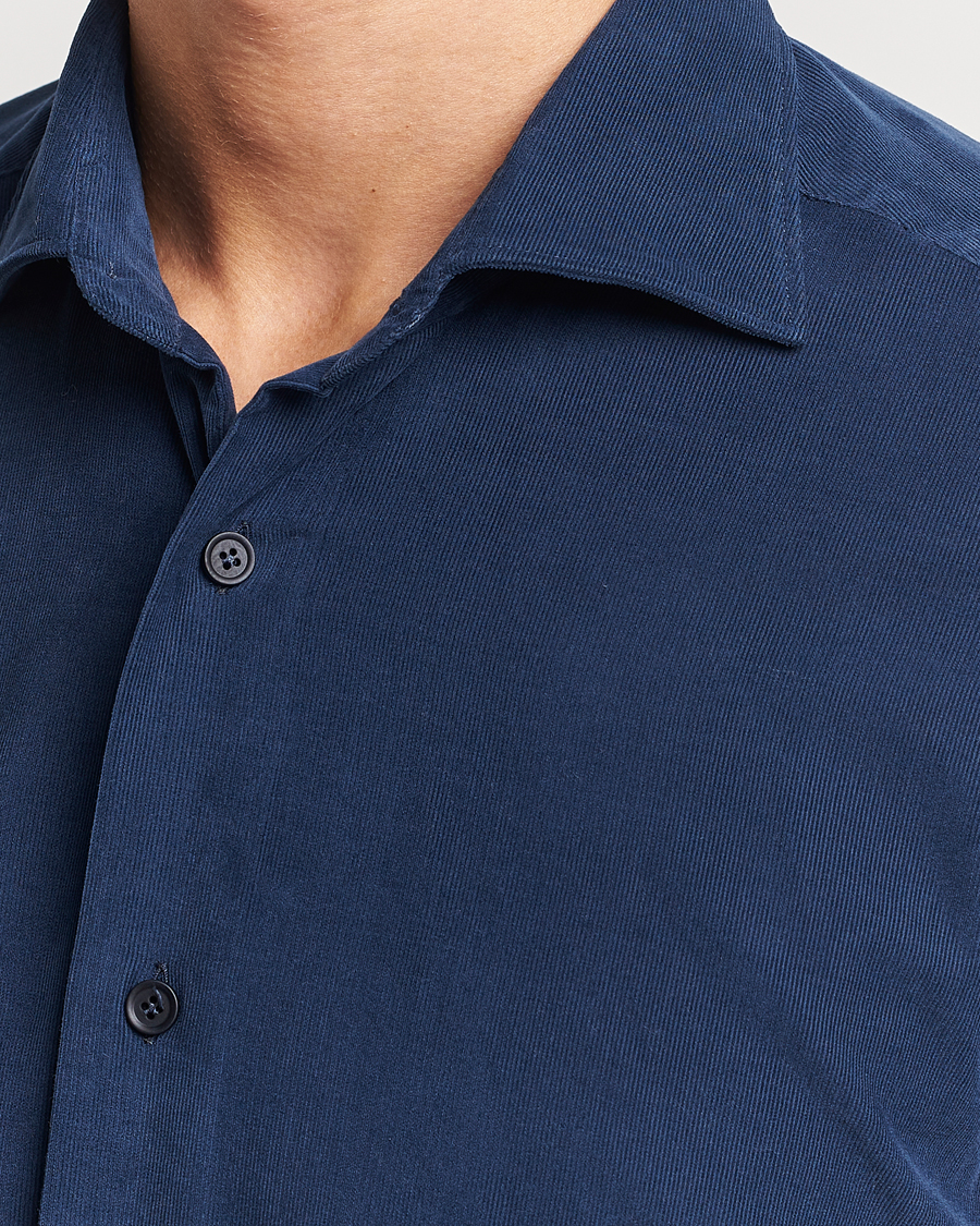 Herre | Skjorter | Mazzarelli | Soft Corduroy Shirt Navy