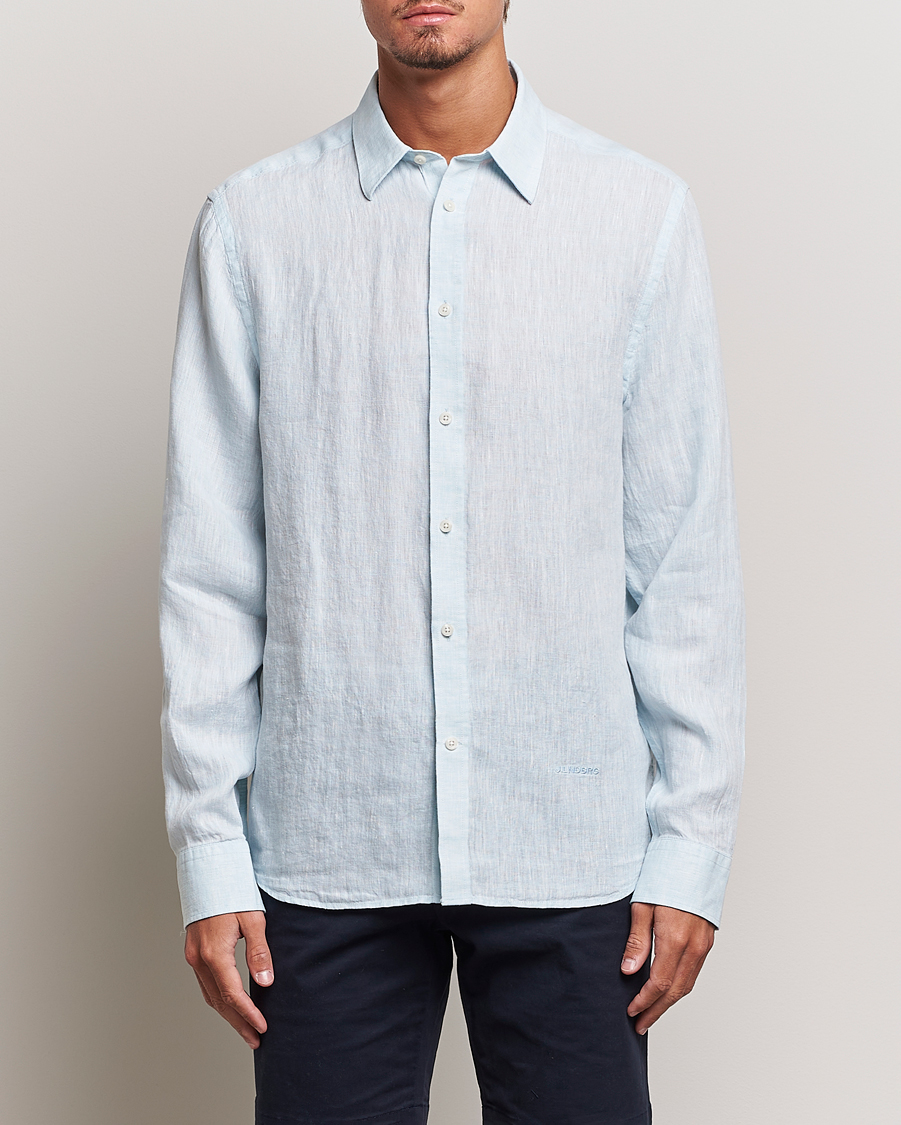 Herre | Skjorter | J.Lindeberg | Reg Fit Linen Melange Shirt Dream Blue