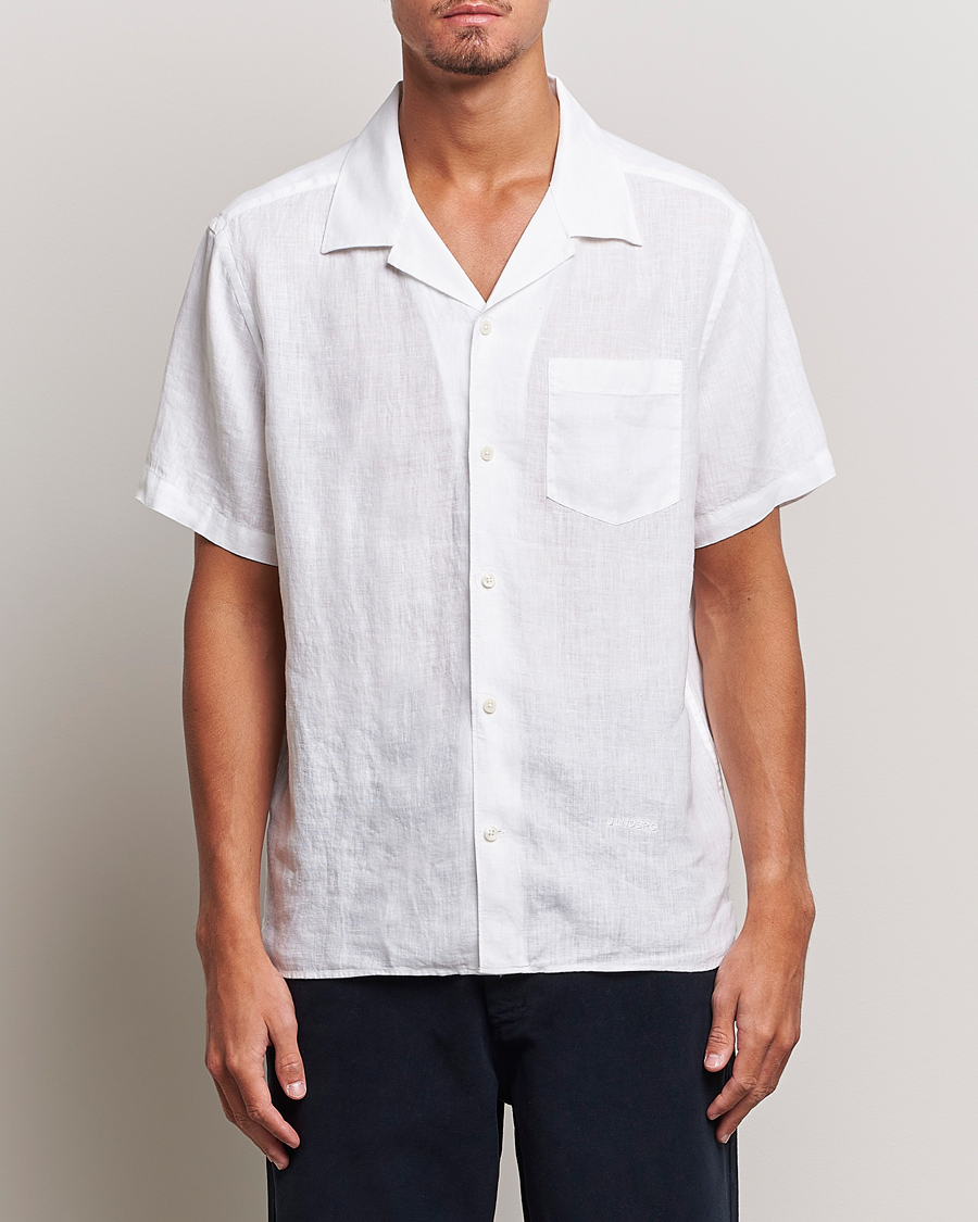 Herre | Skjorter | J.Lindeberg | Reg Fit Linen Melange Short Sleeve Shirt White