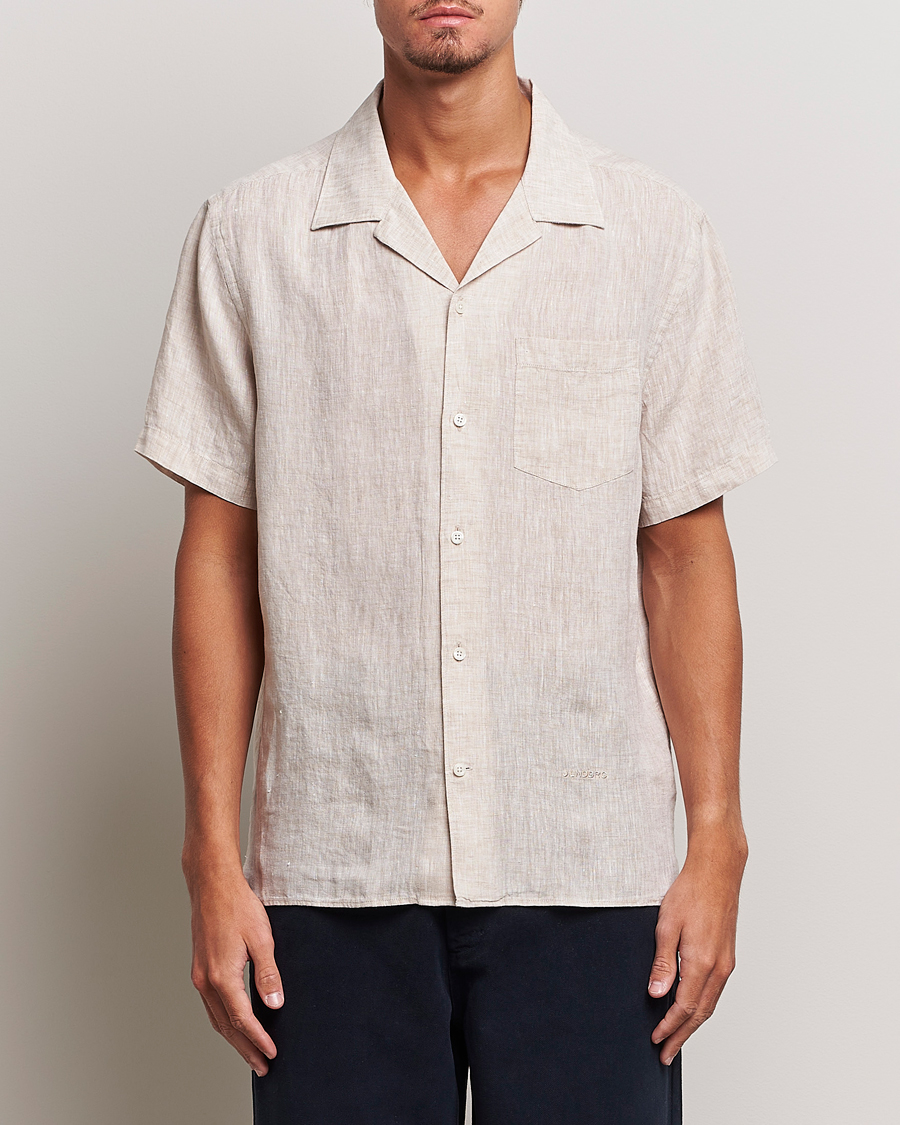 Herre | Kortærmede skjorter | J.Lindeberg | Reg Fit Linen Melange Short Sleeve Shirt Safari Beige