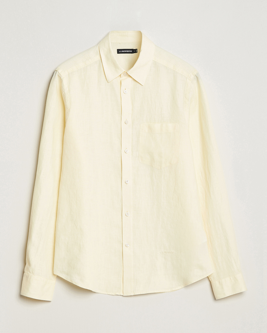 Herre | Skjorter | J.Lindeberg | Clean Linen Slim Shirt Pear Sorbet