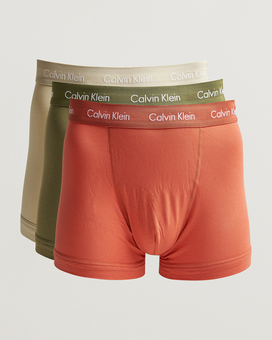 Herre | Undertøj | Calvin Klein | Cotton Stretch 3-Pack Trunk Beige/Red/Green