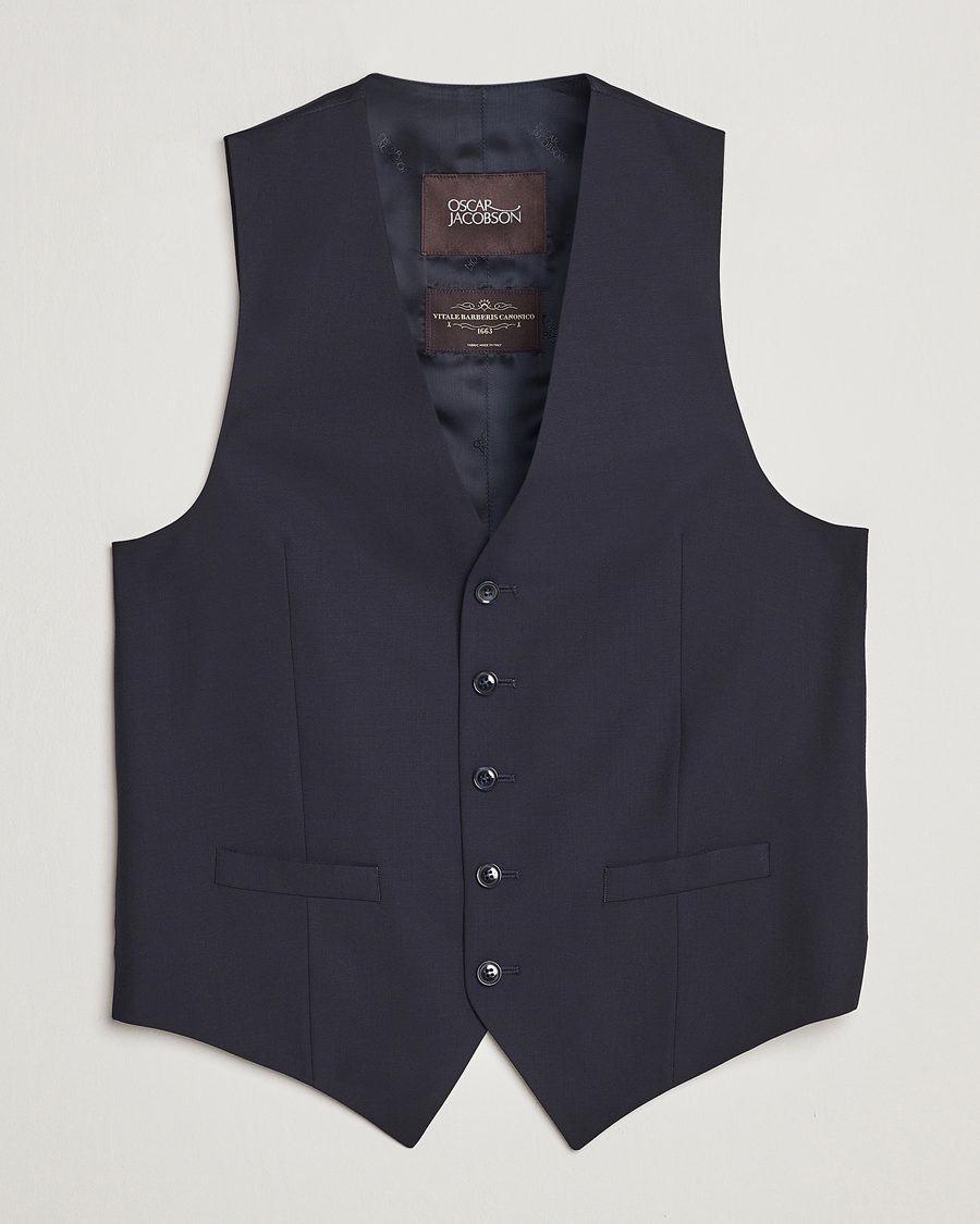 Herre | Blazere & jakker | Oscar Jacobson | Carlo Wool Waistcoat Navy