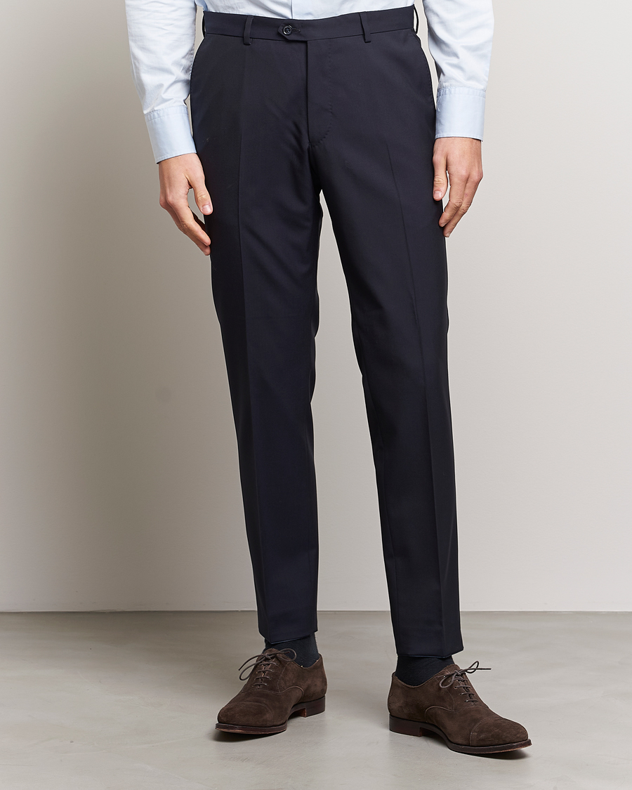 Herre | Habitbukser | Oscar Jacobson | Denz Wool Trousers Navy