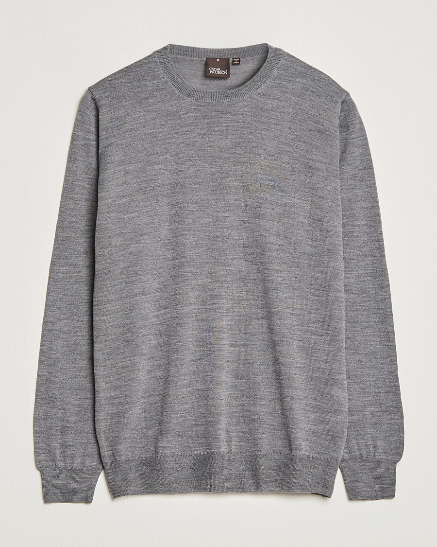 Herre | Trøjer | Oscar Jacobson | Custer Merino Wool Roundneck Grey