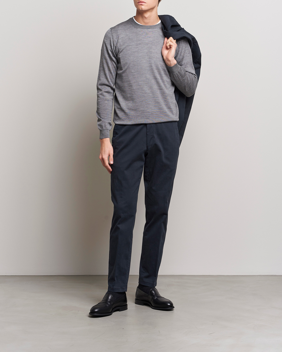Herre | Trøjer | Oscar Jacobson | Custer Merino Wool Roundneck Grey