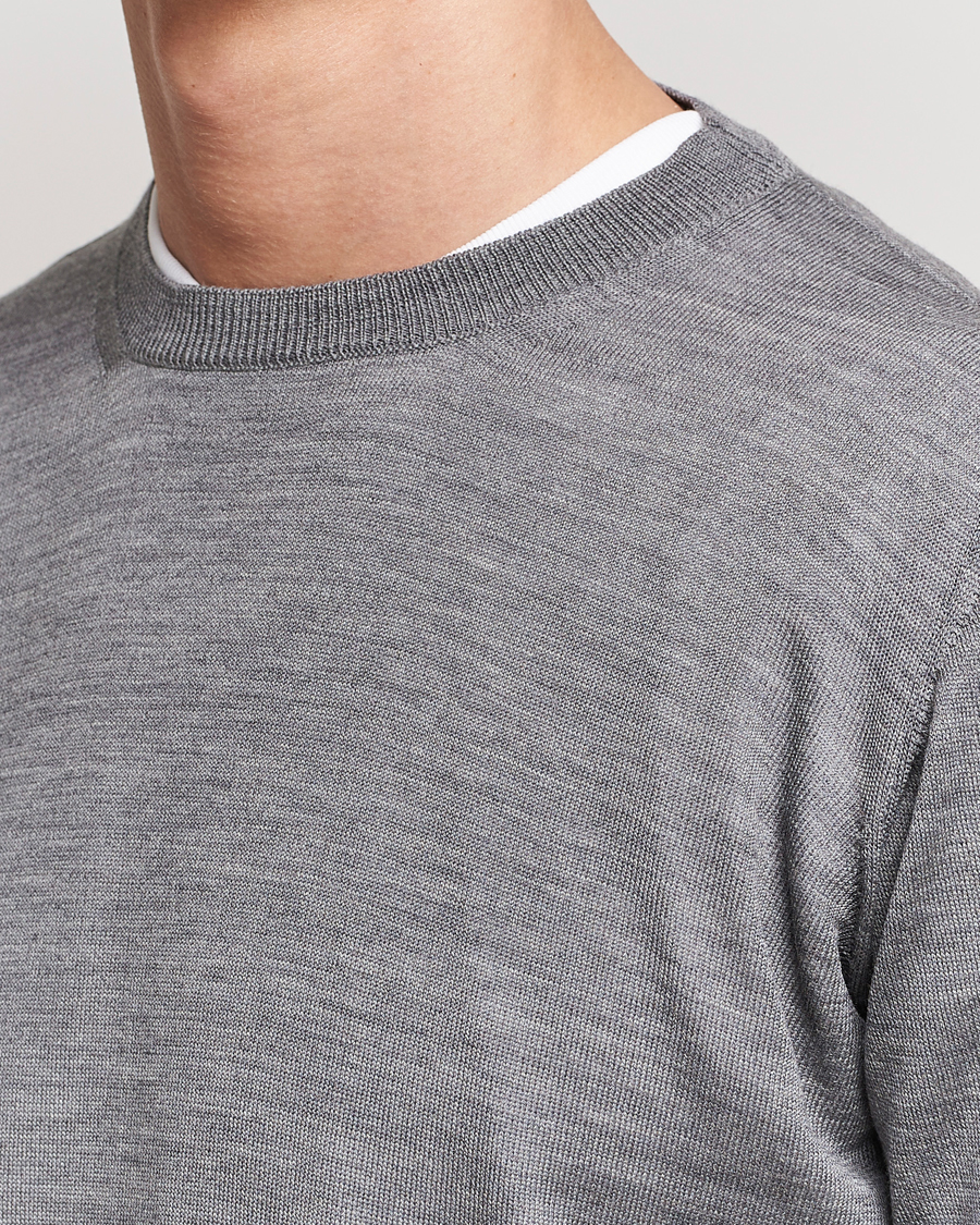 Herre | Trøjer | Oscar Jacobson | Custer Merino Wool Roundneck Grey