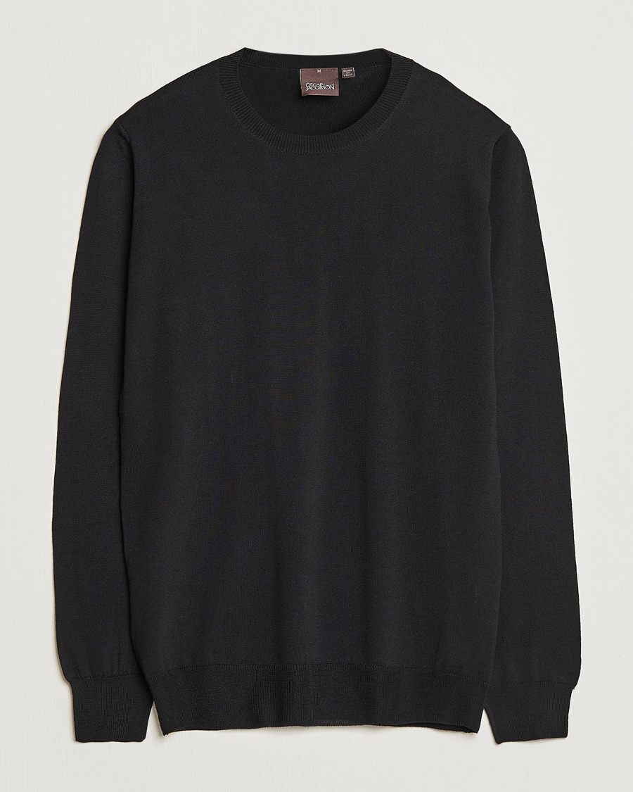 Herre | Trøjer | Oscar Jacobson | Custer Merino Wool Roundneck Black