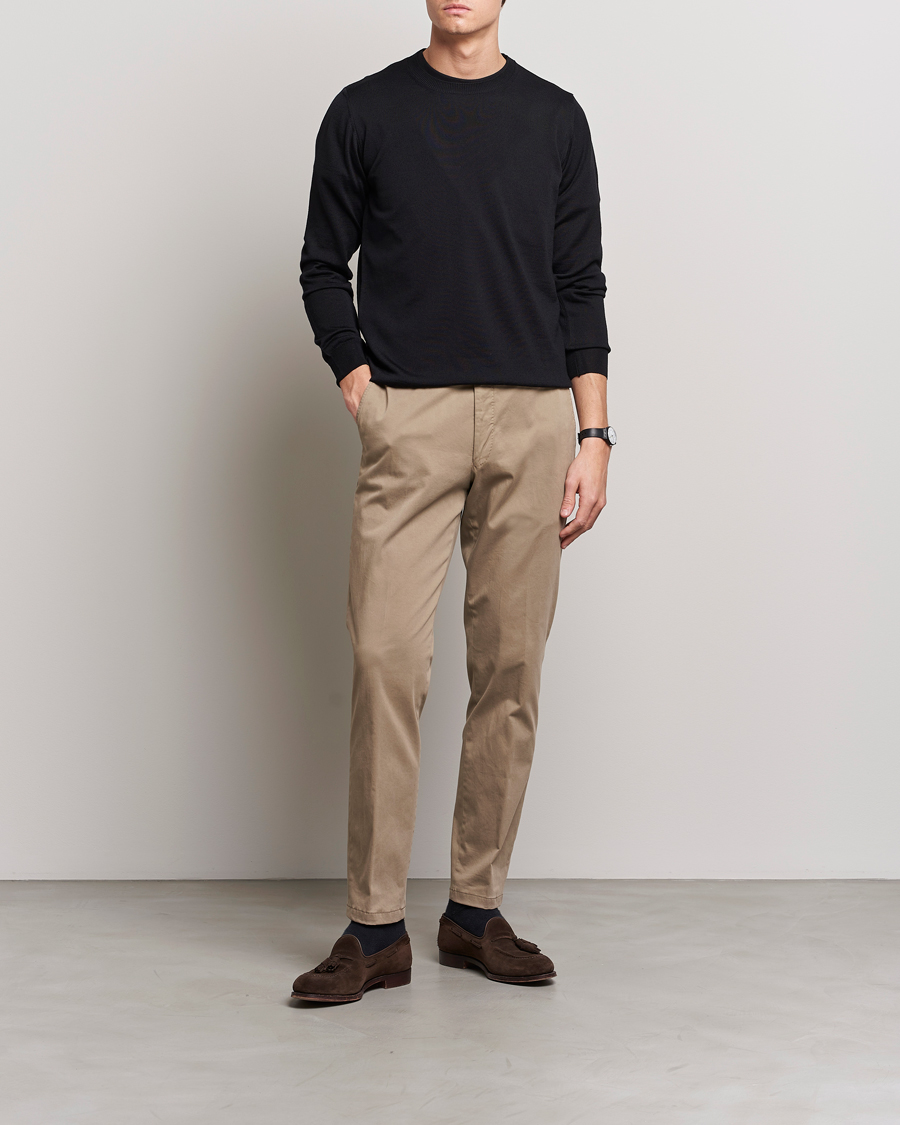Herre | Trøjer | Oscar Jacobson | Custer Merino Wool Roundneck Black