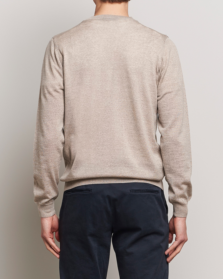 Herre | Trøjer | Oscar Jacobson | Custer Merino Wool Roundneck Beige