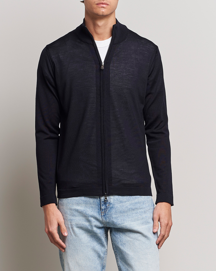 Herre | Oscar Jacobson | Oscar Jacobson | Ariel Merino Wool Full-Zip Navy