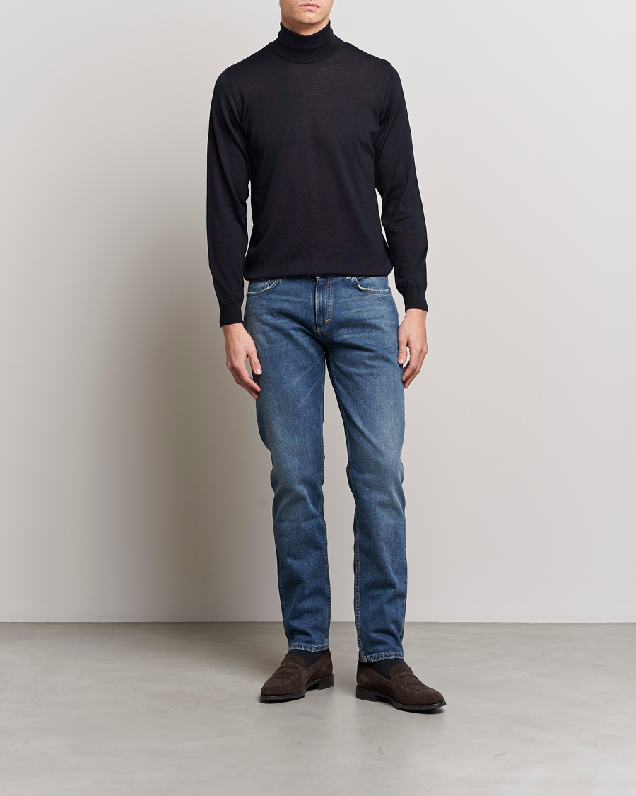 Herre | Trøjer | Oscar Jacobson | Cole Merino Wool Rollneck Navy