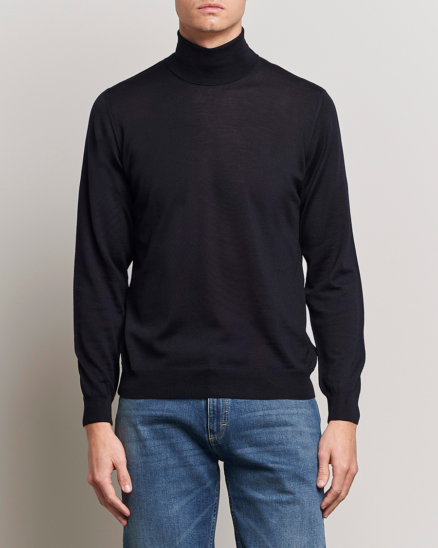 Herre | Trøjer | Oscar Jacobson | Cole Merino Wool Rollneck Navy