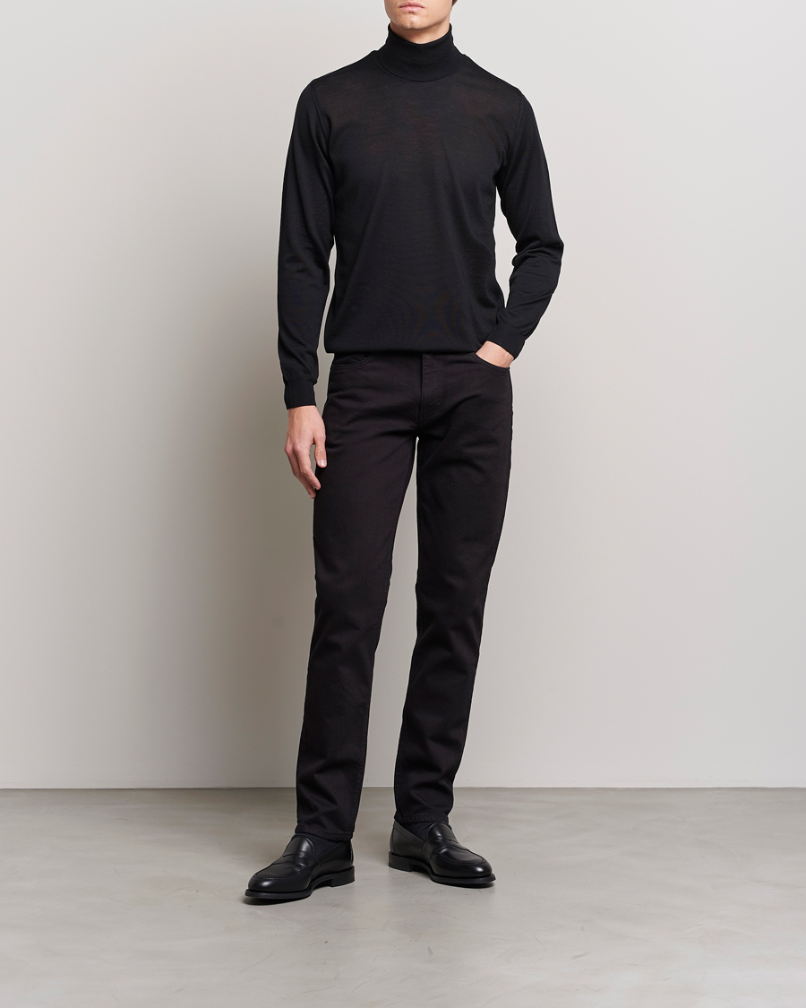 Herre | Trøjer | Oscar Jacobson | Cole Merino Wool Rollneck Black