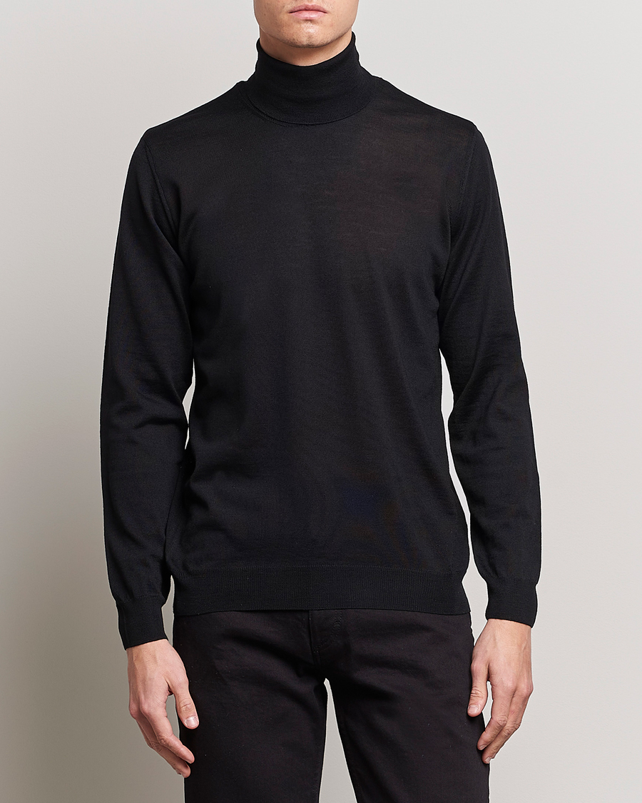 Herre | Trøjer | Oscar Jacobson | Cole Merino Wool Rollneck Black