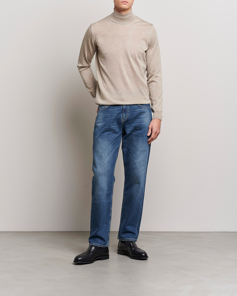 Herre | Trøjer | Oscar Jacobson | Cole Merino Wool Rollneck Beige