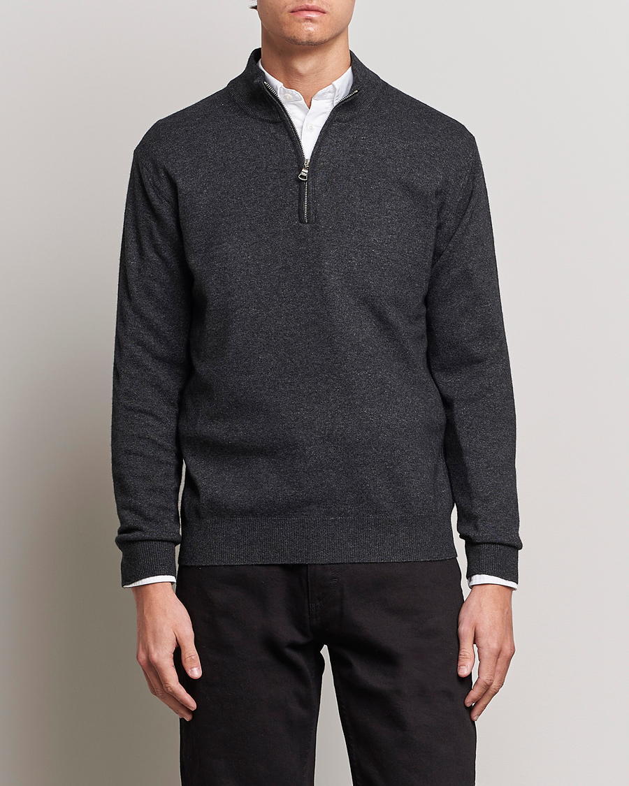 Herre | Trøjer | Oscar Jacobson | Patton Wool Half-Zip Grey