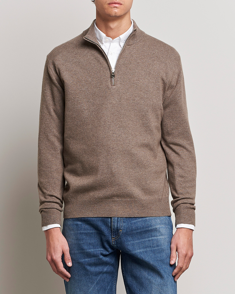 Herre | Tøj | Oscar Jacobson | Patton Wool Half-Zip Beige