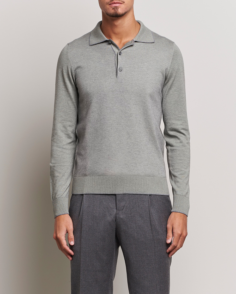 Herre | Trøjer | Brioni | Cashmere Blend Long Sleeve Polo Sage
