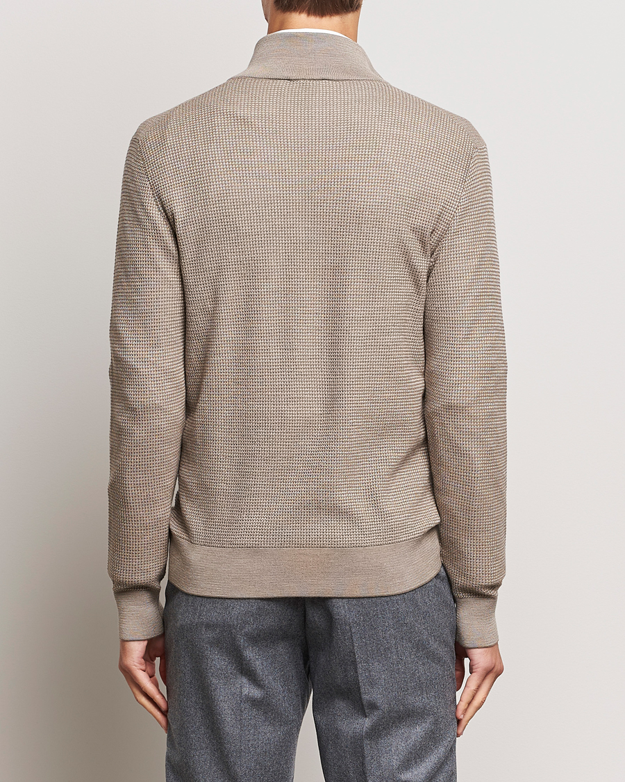 Herre | Trøjer | Brioni | Soft Jacquard Half Zip Beige