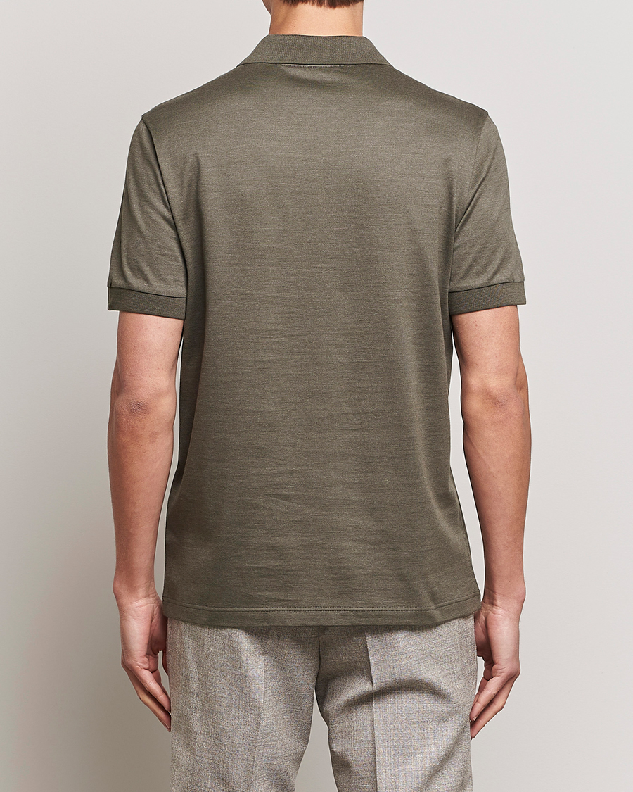 Herre | Polotrøjer | Brioni | Cotton/Silk Short Sleeve Polo Olive Green