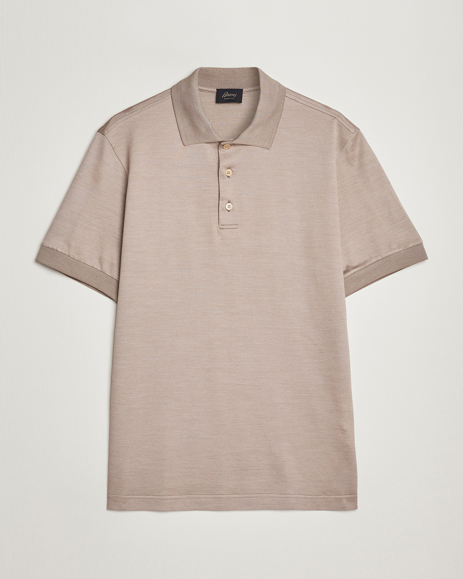 Herre | Polotrøjer | Brioni | Cotton/Silk Short Sleeve Polo Beige