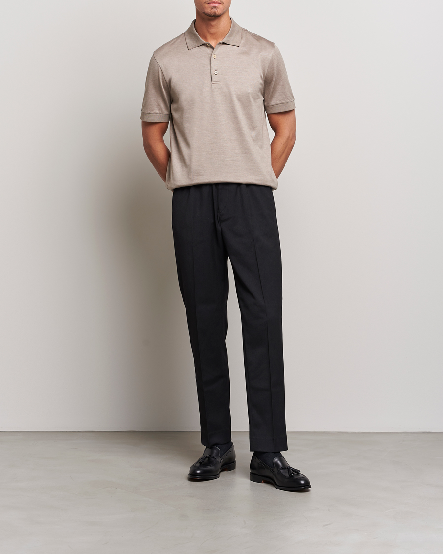 Herre | Polotrøjer | Brioni | Cotton/Silk Short Sleeve Polo Beige