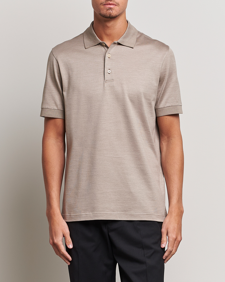 Herre | Polotrøjer | Brioni | Cotton/Silk Short Sleeve Polo Beige