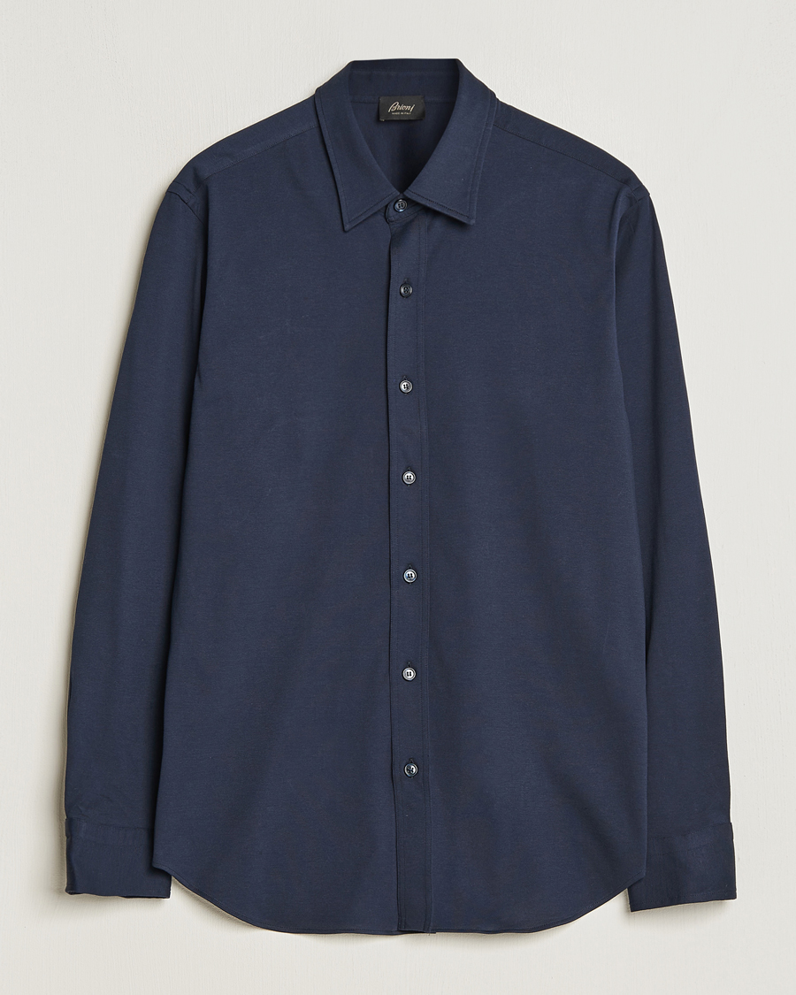 Herre | Skjorter | Brioni | Soft Cotton Jersey Shirt Navy