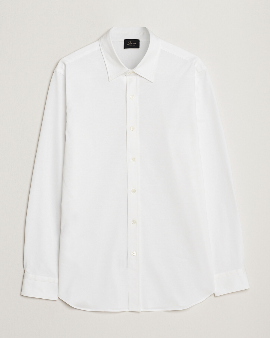 Herre | Quiet Luxury | Brioni | Soft Cotton Jersey Shirt White