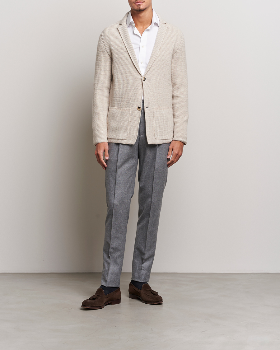 Herre | Bukser | Brioni | Melbourne Drawstring Flannel Trousers Grey Melange