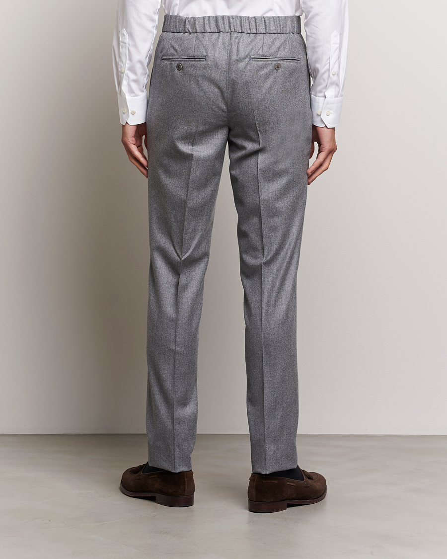 Herre | Bukser | Brioni | Melbourne Drawstring Flannel Trousers Grey Melange