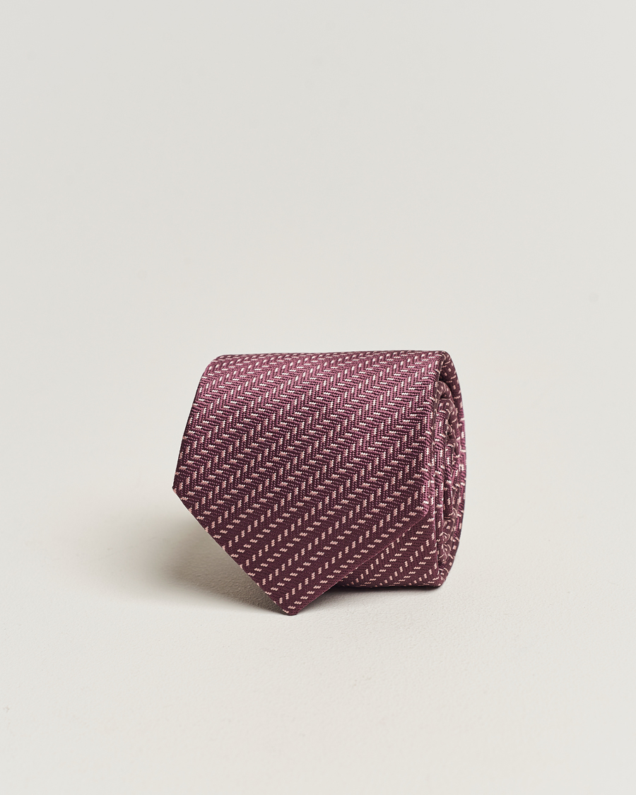 Herre | Brioni Zig Zag Jacuqard Silk Tie Burgundy | Brioni | Zig Zag Jacuqard Silk Tie Burgundy