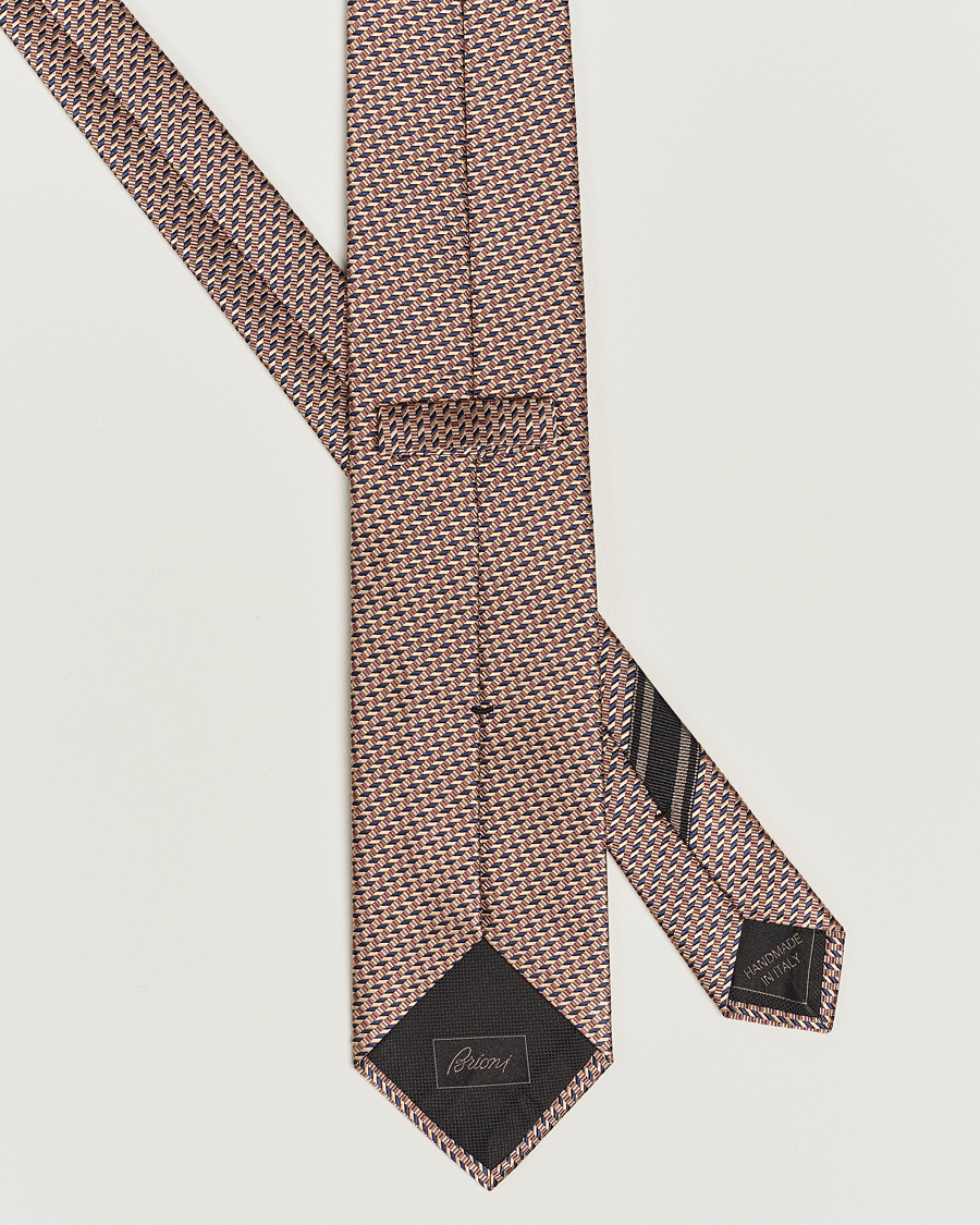 Herre | Brioni Geometrical Jacquard Silk Tie Brown | Brioni | Geometrical Jacquard Silk Tie Brown